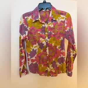 J. Crew Floral Button-Up Shirt in Pink, Yellow & Purple